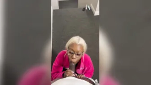 Nerdy  Blonde Girl Sucking Black Slim Dick