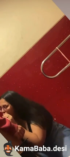 Chubby Girl Giving Outdoor Blowjob In A Cinema Theatre